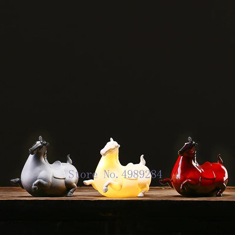 Afralia™ Ceramic Horse Statue Home Decor Ornament