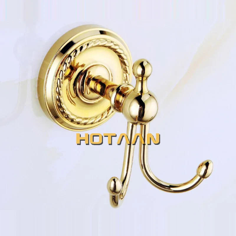 Afralia™ Brass Bathroom Accessories Set, Gold Finish, 6-Piece Set