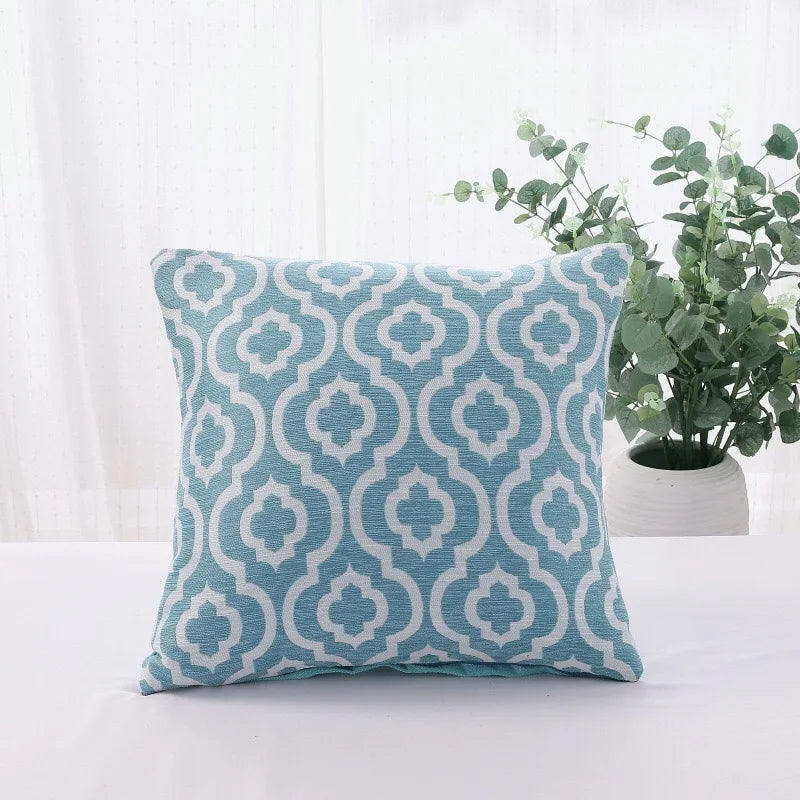 Afralia™ Geometric Linen Cushion Cover 45x45cm Yellow Green Blue Brown Square Pillow