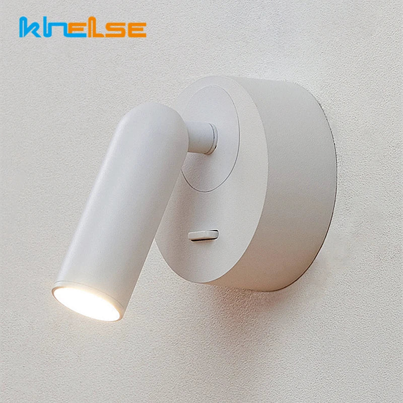 Afralia™ LED Reading Wall Lamp with Switch | 350º Rotation | 3W Bedside Sconce for Home Decor