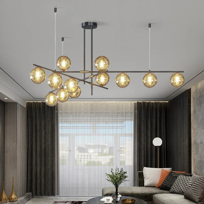 Afralia™ Glass Ball Chandelier Ceiling Lights for Home Decor - Modern LED Pendant Lamp