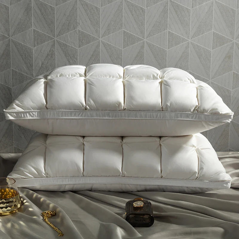 Afralia™ Luxury White Goose Down Orthopedic Pillow for a Fluffy, Cozy, and High-Quality Sleep