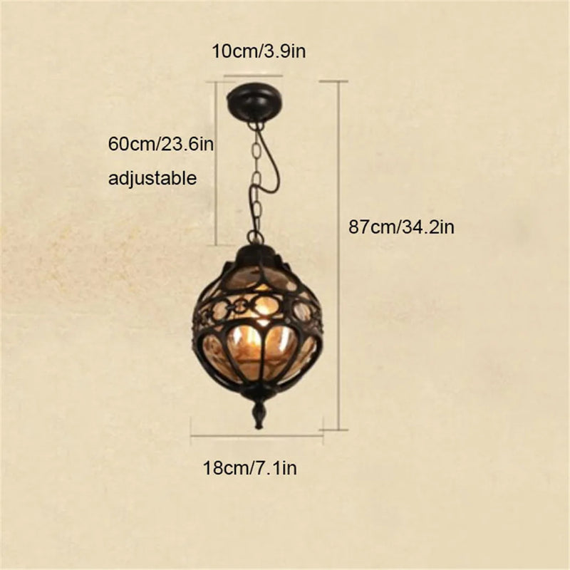 Afralia™ Retro Europe Style Outdoor Pendant Light for Courtyard Garden Balcony