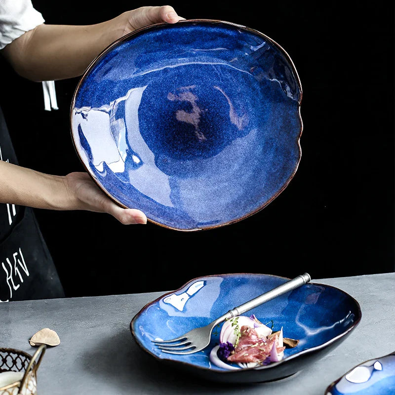 Afralia™ Nordic Ceramic Dinnerware Set - Flower Shape Solid Pattern Crafted from Ceramic