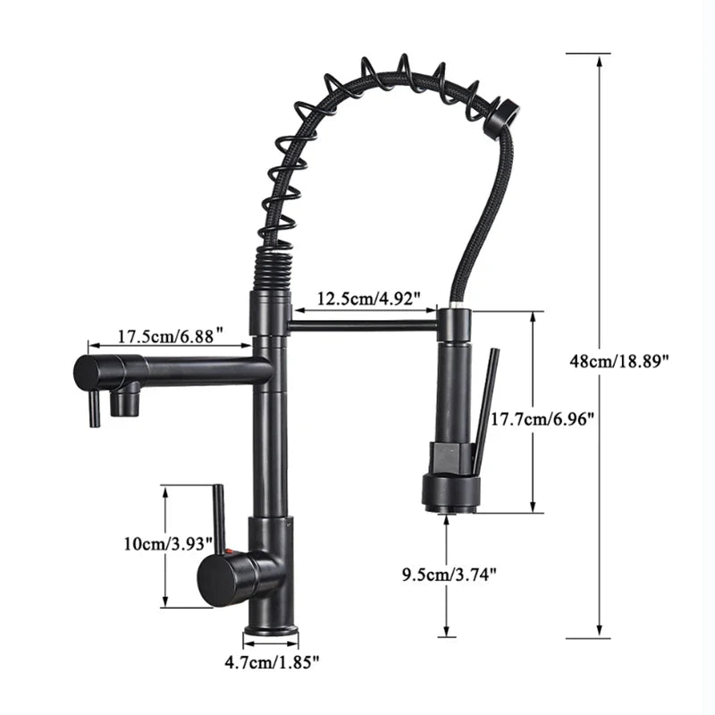 Afralia™ LED Spring Kitchen Faucet: Dual Swivel Spout, Pull Down, Hot Cold Mixer Tap