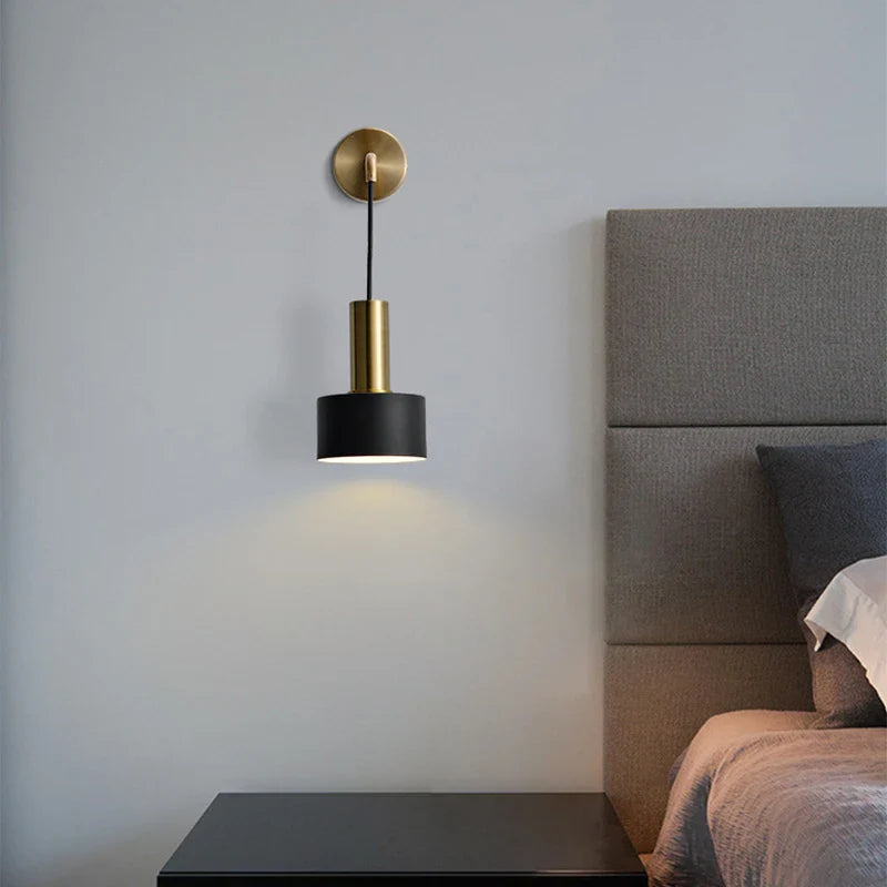 Afralia™ Nordic Modern LED Wall Lamp Gold Black E27 Sconces Light Bedroom Living Room