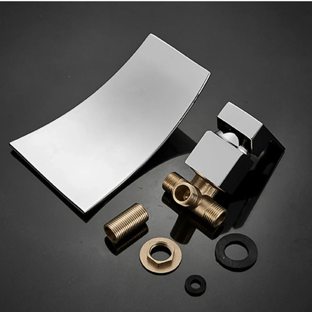 Afralia™ Matte Black Wall Mounted Waterfall Bathroom Faucet