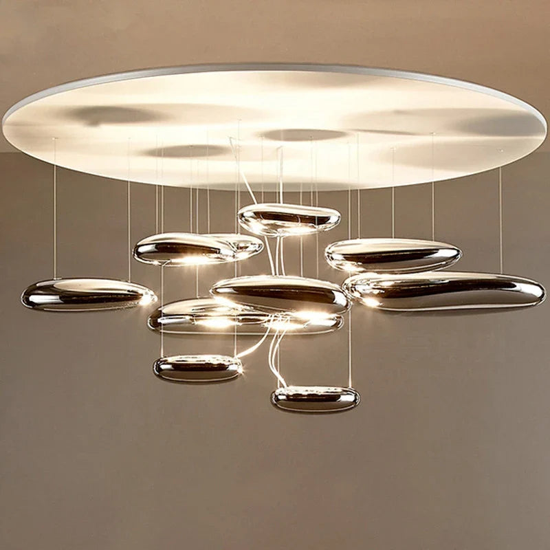 Afralia™ Mercury Collection LED Glass Pendant Lamp - Silver Luxury Designer Lighting