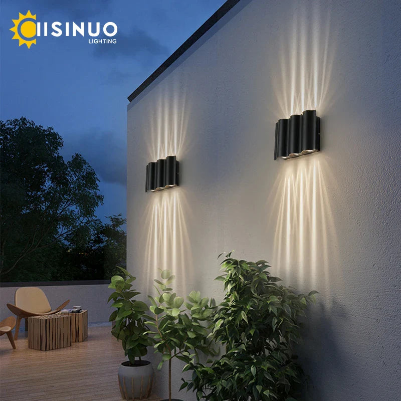 Afralia™ 12W Black Outdoor LED Sconce Light IP65 Waterproof Alumunim Garden Villa Porch Lamp