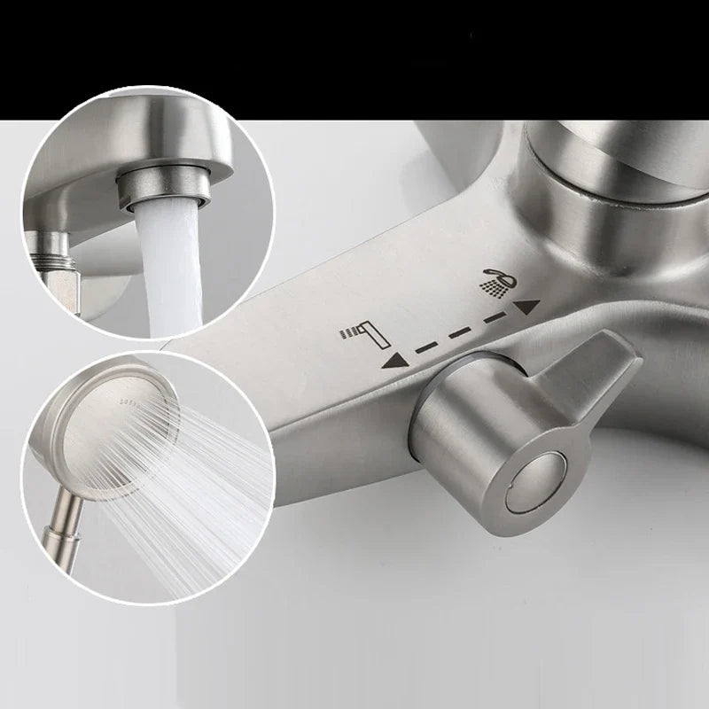 Afralia™ Stainless Steel Shower Faucet Mixer Tap Hot Cold Bathroom Valve Bathtub