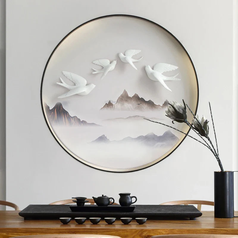 Afralia™ Swallow Resin Wall Decoration | 3D Bird Statue for Living Room TV Wall