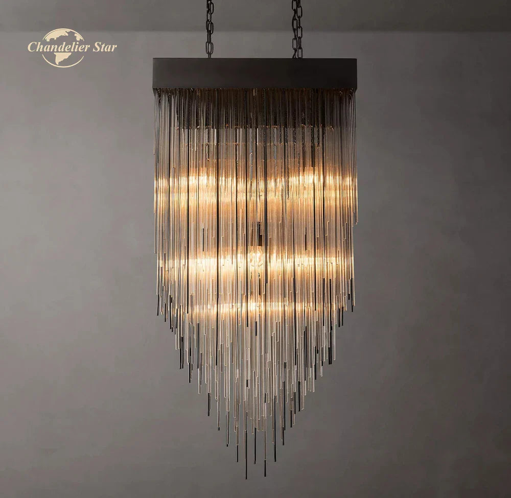 Afralia™ Cascada LED Glass Chandelier: Stylish Square Pendant Light for Home Decor