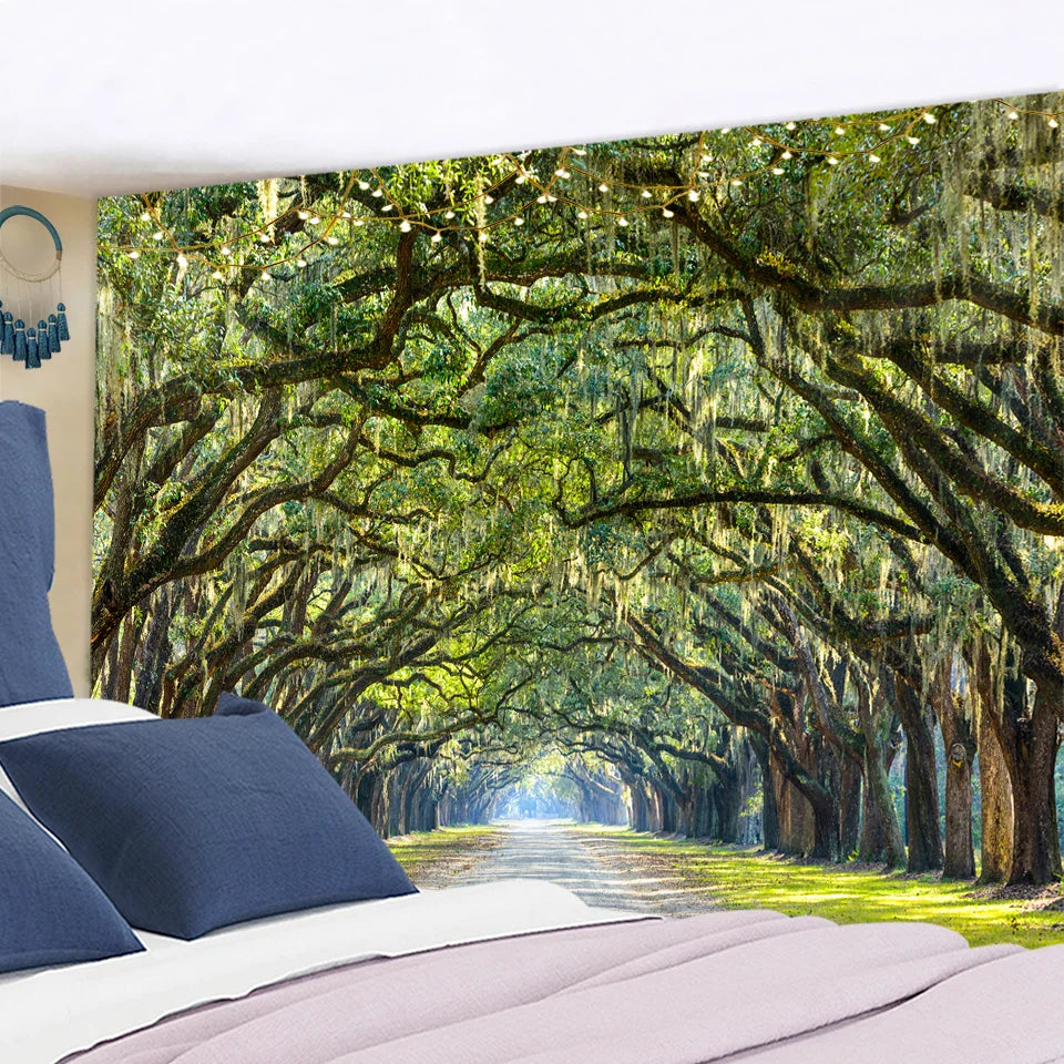 Afralia™ Jungle Path Mandala Tapestry Wall Hanging: Psychedelic Witchcraft Bohemian Nature Scenery