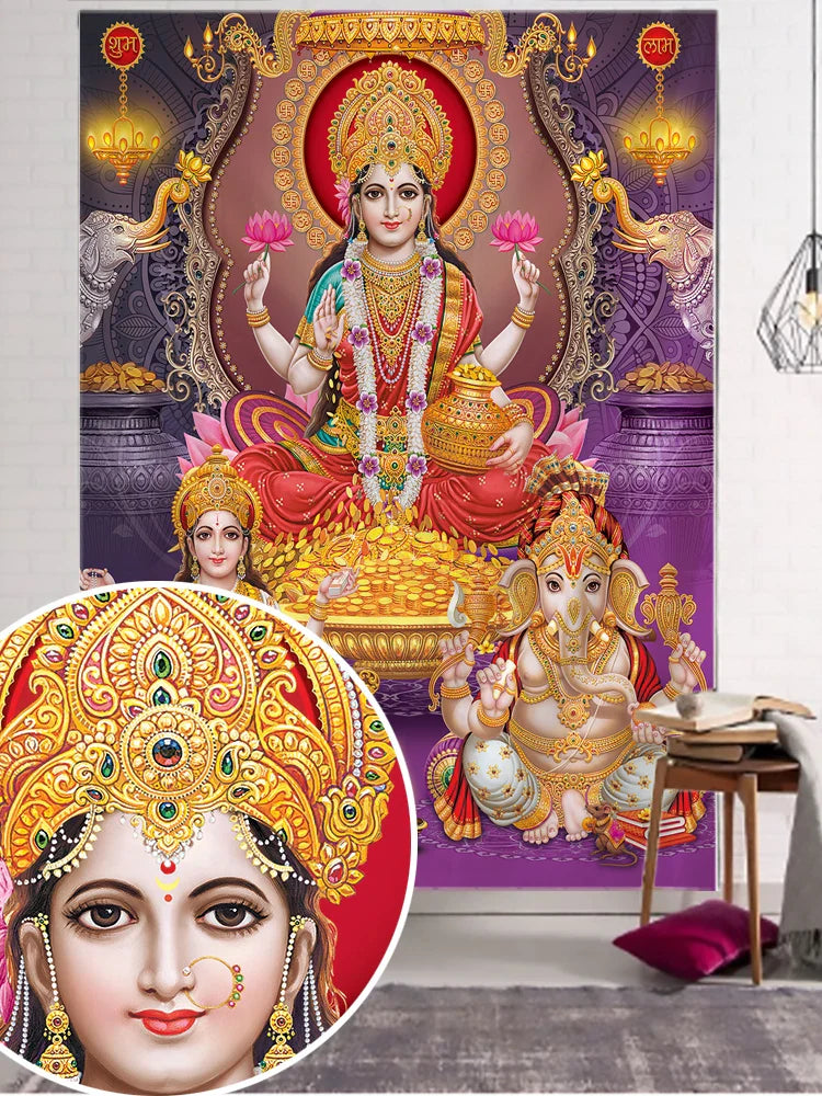 Afralia™ Boho Elephant Mandala Tapestry Wall Hanging for Colorful 3D Home Decor