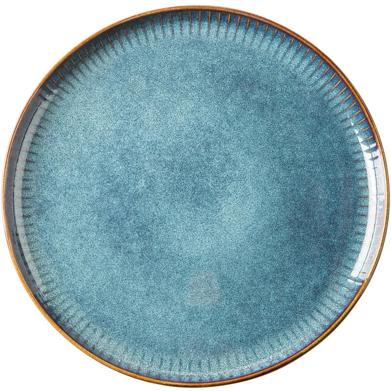 Afralia™ Nordic Style Kiln Glazed Ceramic Round Bowl - Solid Pattern