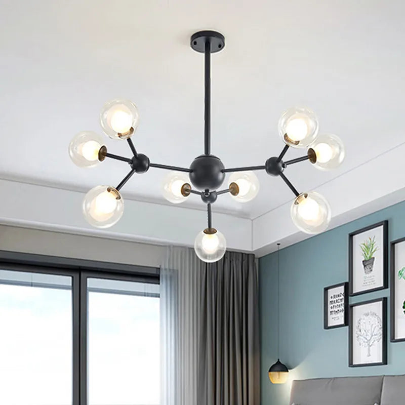 Afralia™ Black Postmodern Sputnik Chandelier for Dining Room and Home Decor