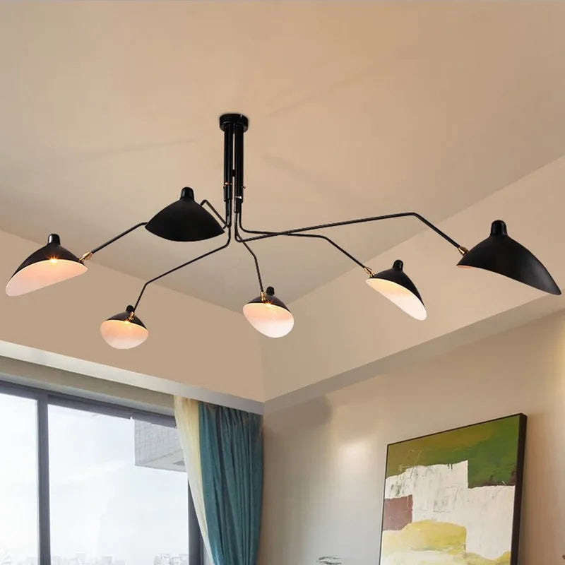 Afralia™ Black Swing Arm Chandelier | Loft Industrial Adjustable Lighting Fixture