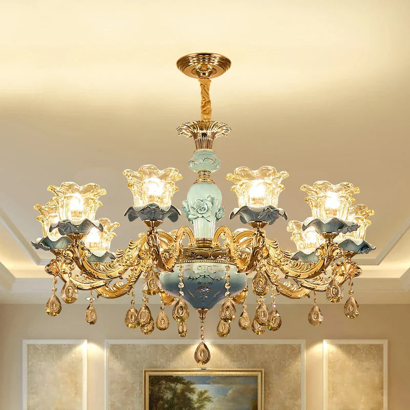 Afralia™ Retro Ceramic Chandelier for Living Room Bedroom Villa Duplex Floor