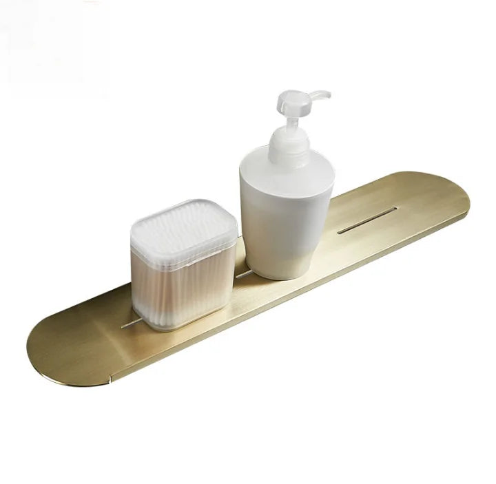 Afralia™ Brushed Gold Bathroom Storage Rack - Mirror Front Toiletries Organizer
