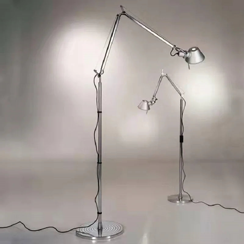 Afralia™ Silver Retro LED Floor Lamp Adjustable Standing Lamp for Bedroom & Living Room