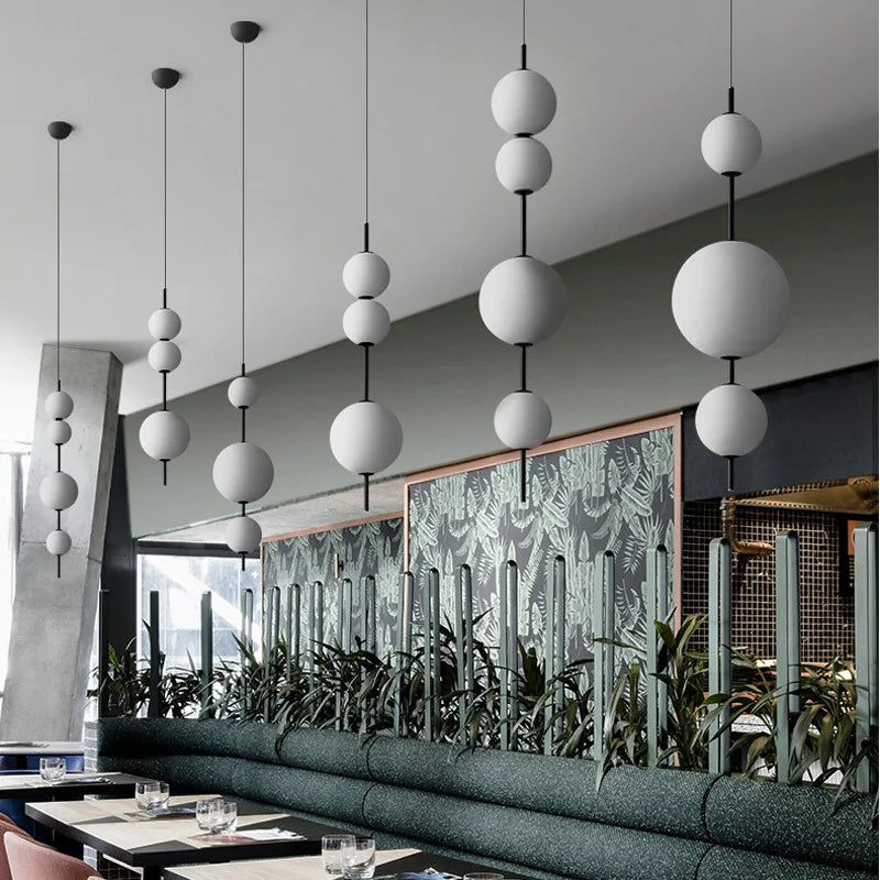 Afralia™ Glass Ball Chandelier Pendant Light for Restaurant, Shop, Kitchen, Bedroom