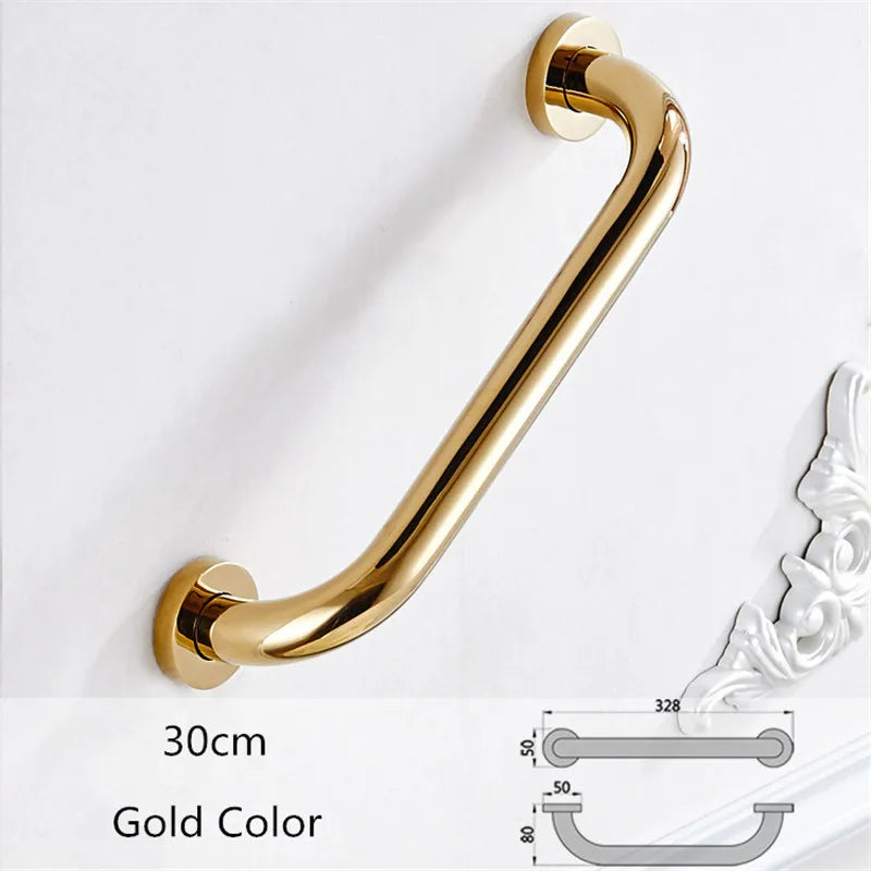 Afralia™ Gold Brass Bathroom Safety Bar Handrail for Tub and Shower