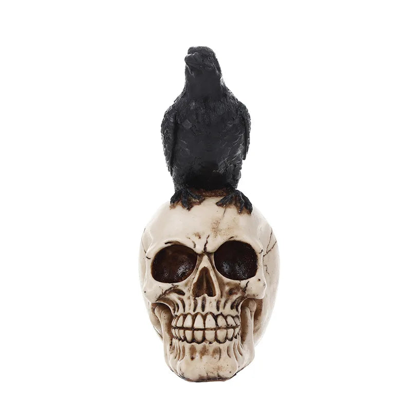 Afralia™ Resin Crow Skull Ornament Fashion Flower Pot Home Decor Statue Art Prop