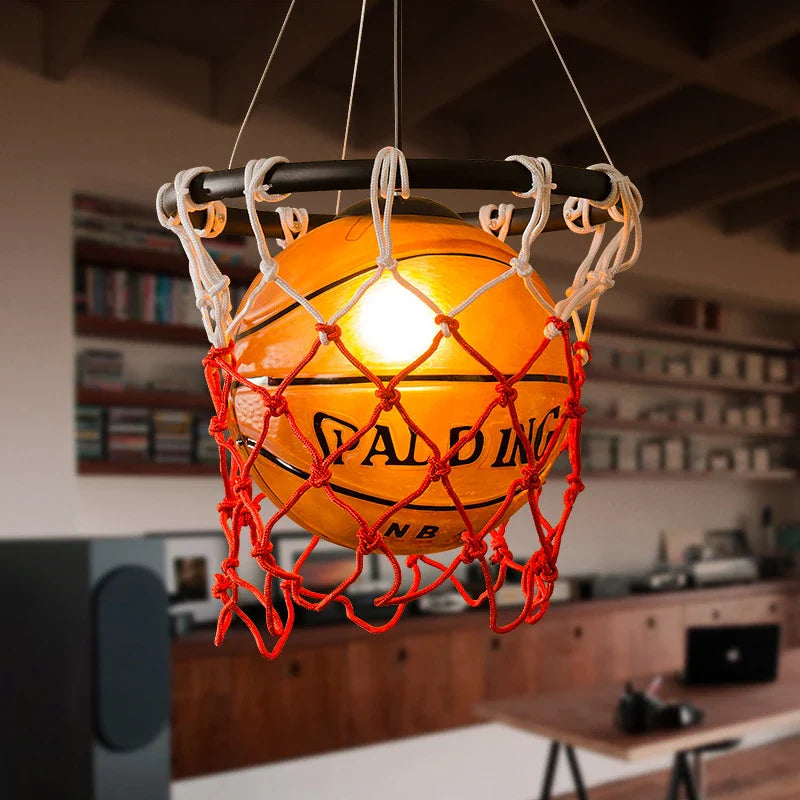 Afralia™ Basketball Style Pendant Light for Kids' Room and Cafe