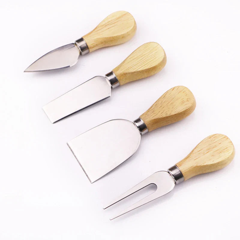 Afralia™ Stainless Steel Cheese Knives Set with Wood Handle - Cheese Cutting Tools