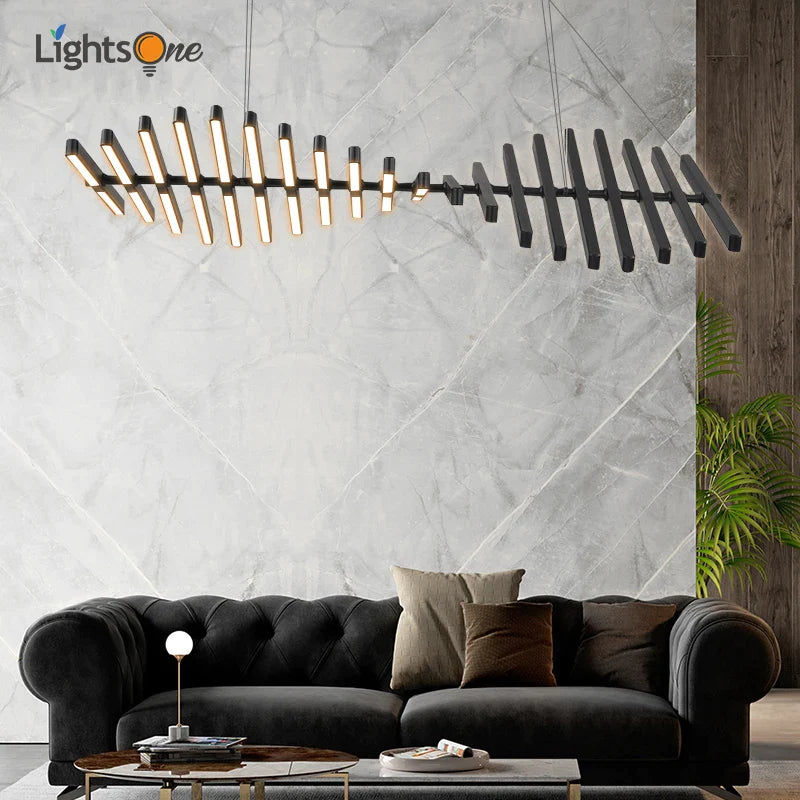 Afralia™ Fishbone Design Nordic Style Living Room Chandelier