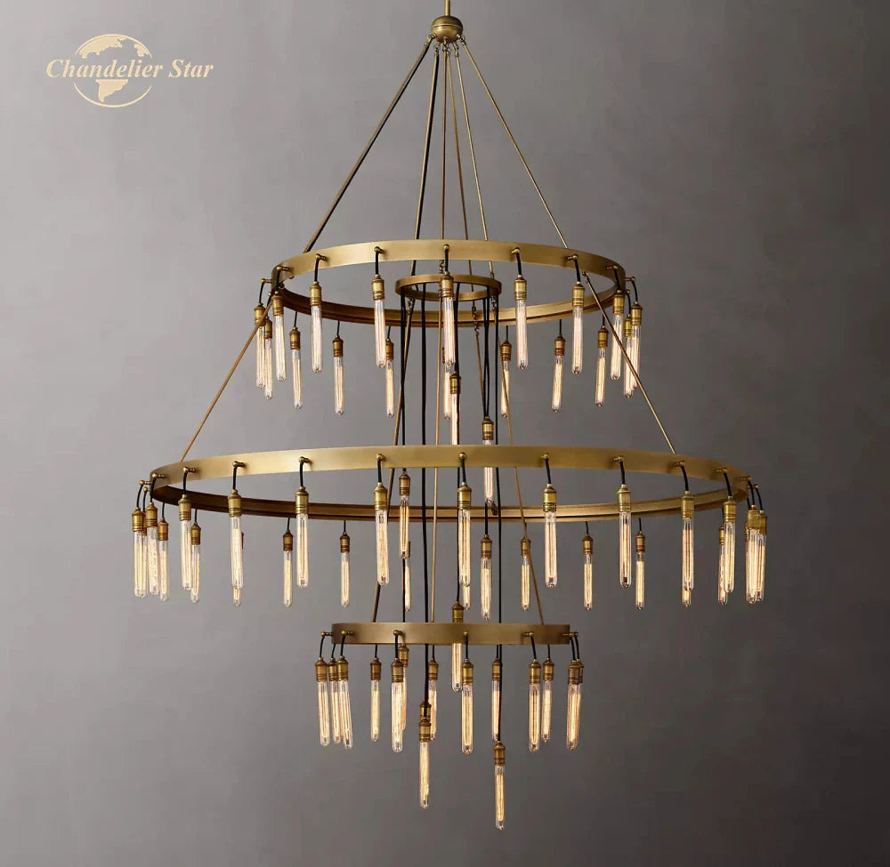 Afralia™ Axis Black Brass LED Round Chandelier for Living & Dining Room