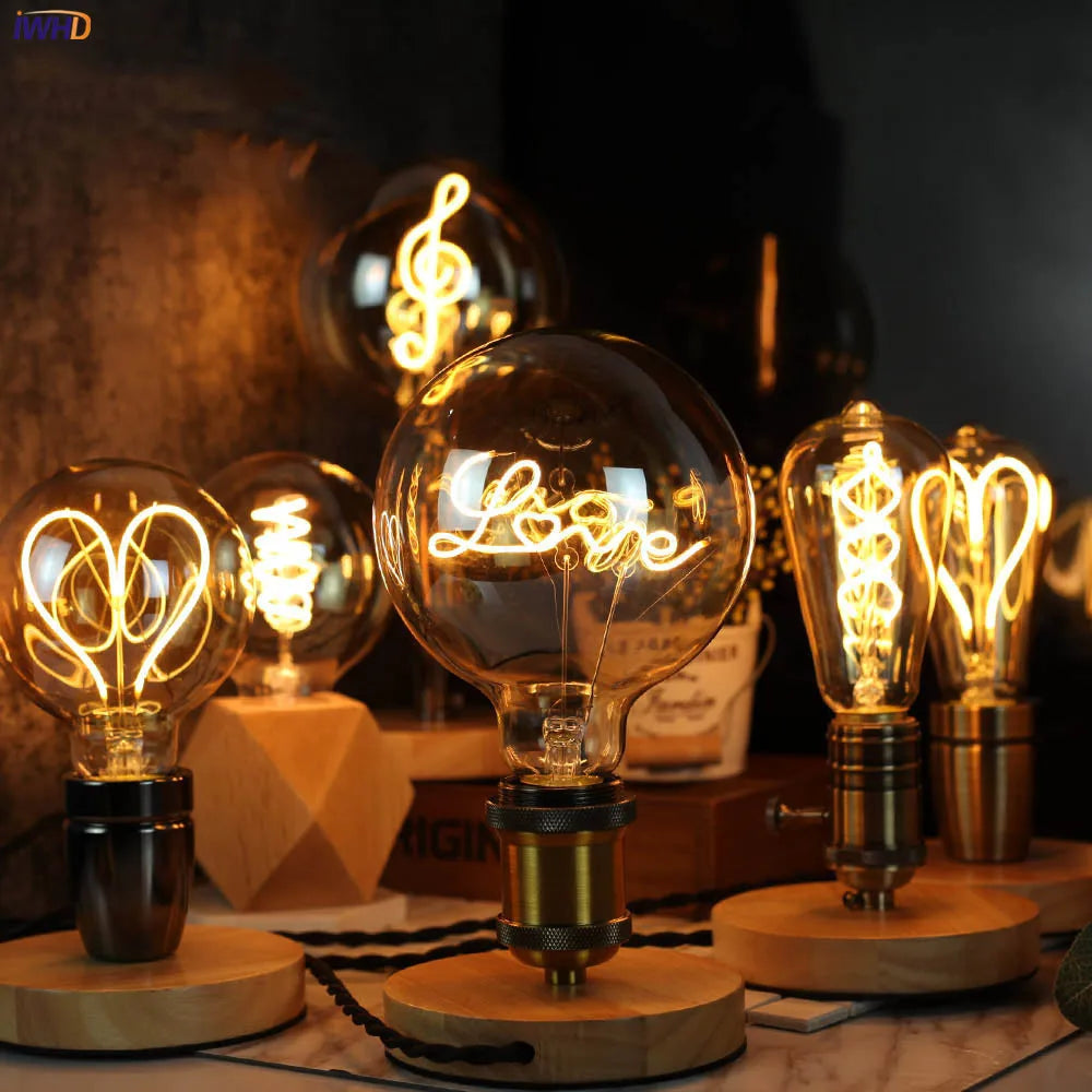 Afralia™ Vintage Retro LED Edison Bulb 4W Warm White E27 Creative Letters Lamp