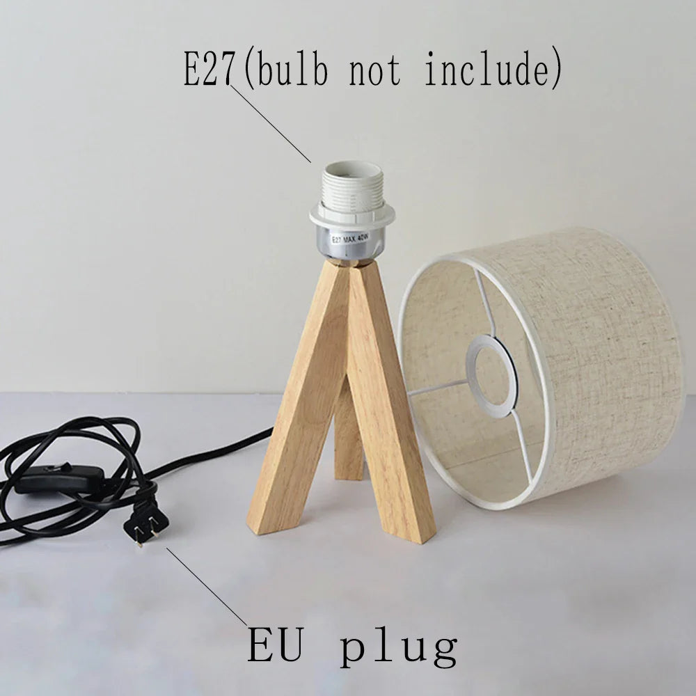 Afralia™ Nordic Linen Table Lamp E27 Bulb Night Light for Home Bedroom Decor