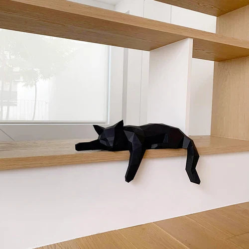 Origami Cat Decoration by Afralia™: Geometric Desktop Crafts for Modern Home Decor.