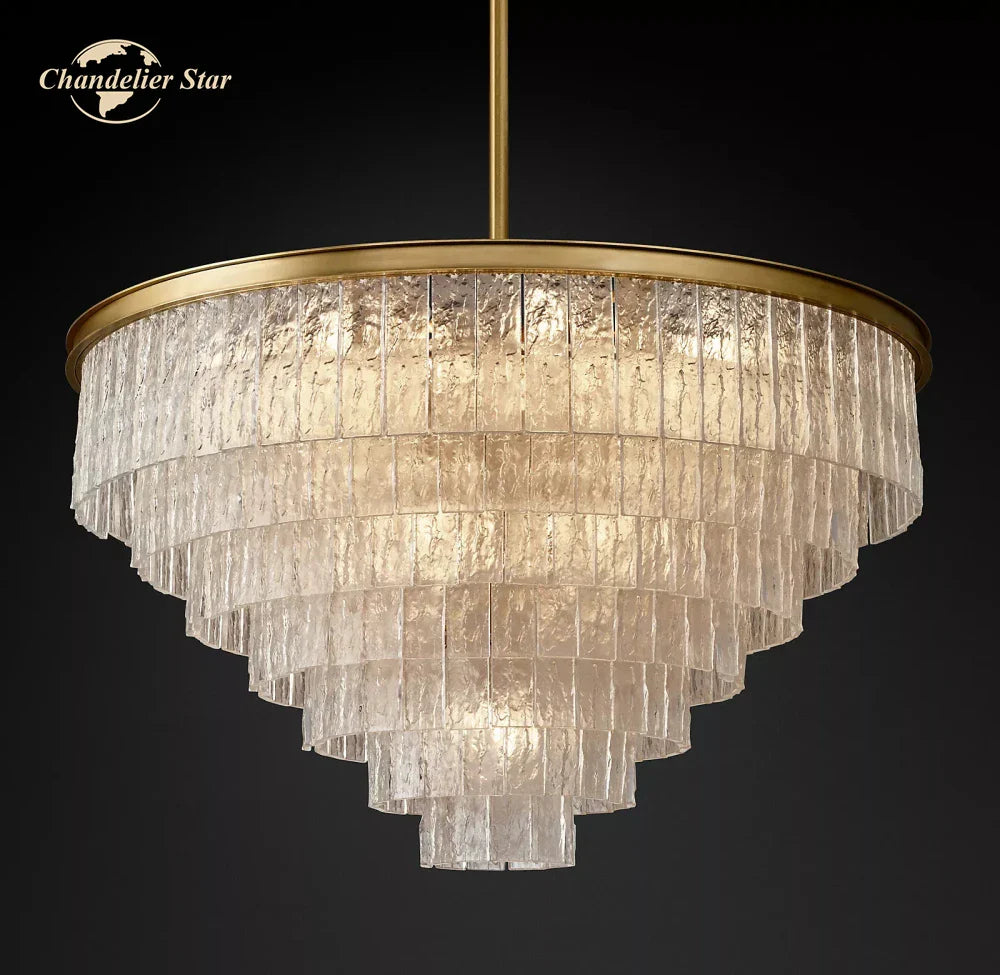 Afralia™ Glace Modern Glass Chandelier for Living Dining Room, Farmhouse Hanging Lamp