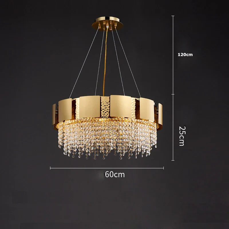 Afralia™ Postmodern Crystal Pendant Light - Golden Stainless Steel Suspension Lamp