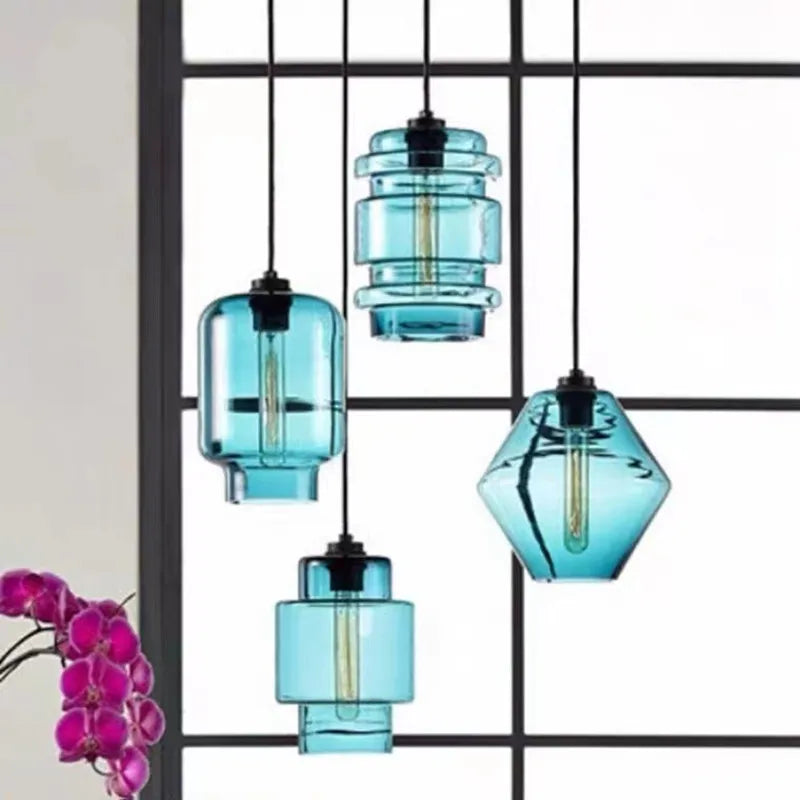 Afralia™ Geometric Glass Pendant Light Collection: Modern Crystalline Pendant Series