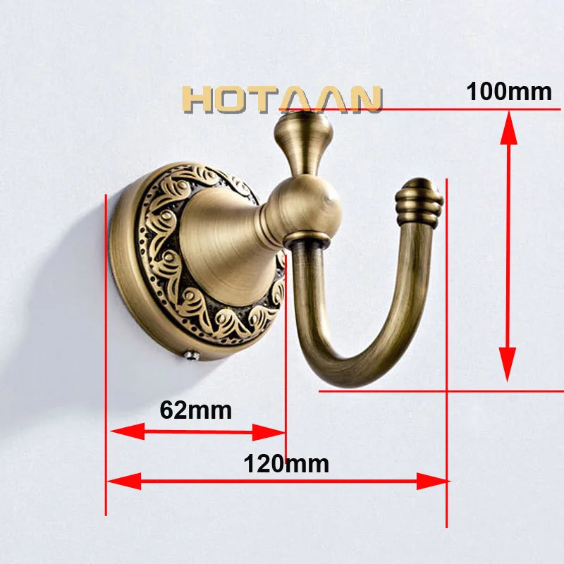 Afralia™ Solid Brass Robe Hook in Antique Brass Finish for Bathroom - YT-12602-J