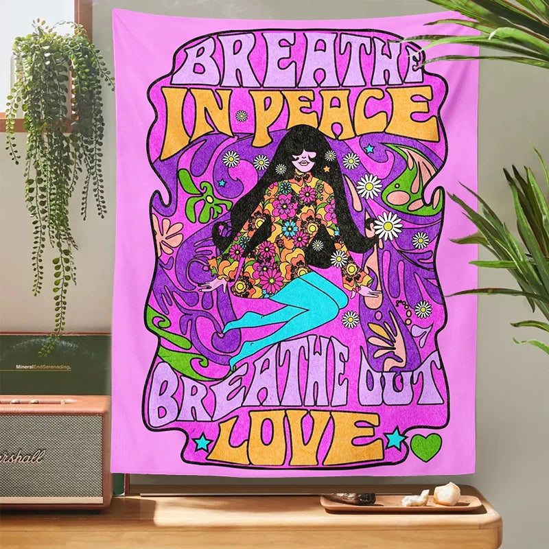 Afralia™ Rainbow Woman Tapestry: 80s Psychedelic Wall Print for Colorful Dorm Decor