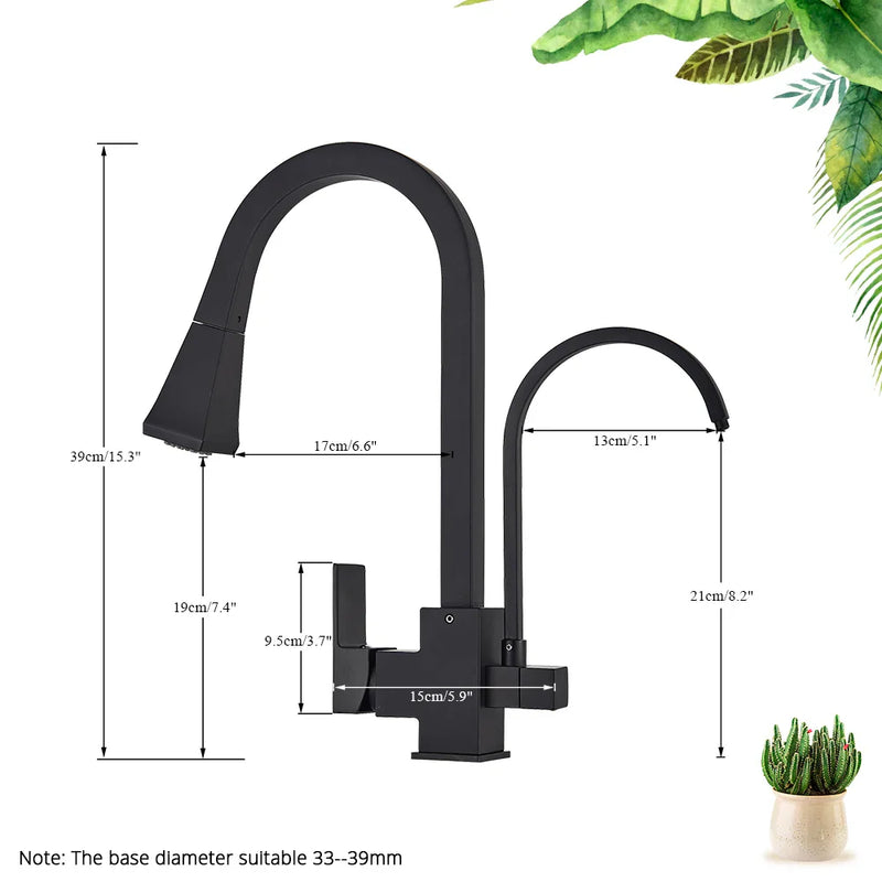 Afralia™ Dual Handle Waterfilter Kitchen Faucet Deck Mounted 360° Rotation Mixer Tap