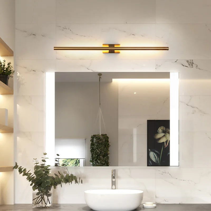 Metal Tube LED Wall Lamps Modern Living Room Bedroom Foyer Washroom Bathroom Black Brass Decor Wall Sconce LED Mirror Light