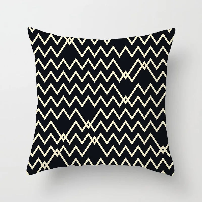 Geometric Monochrome Pillowcase by Afralia™ - Soft Sofa Cushion Cover, Wholesale Pillow Cover