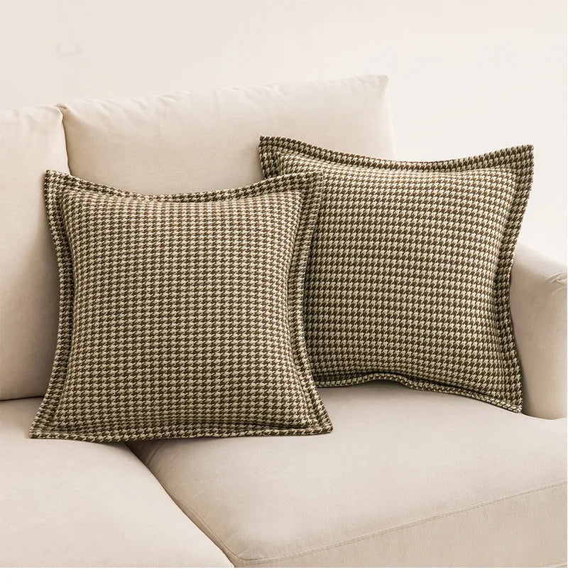 Afralia™ Houndstooth Jacquard Throw Pillow Covers - Square Cushion Cover