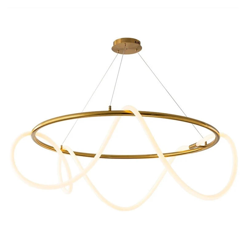 Afralia™ Nordic Light Luxury Chandelier for Living Room Dining LED Strip Lights