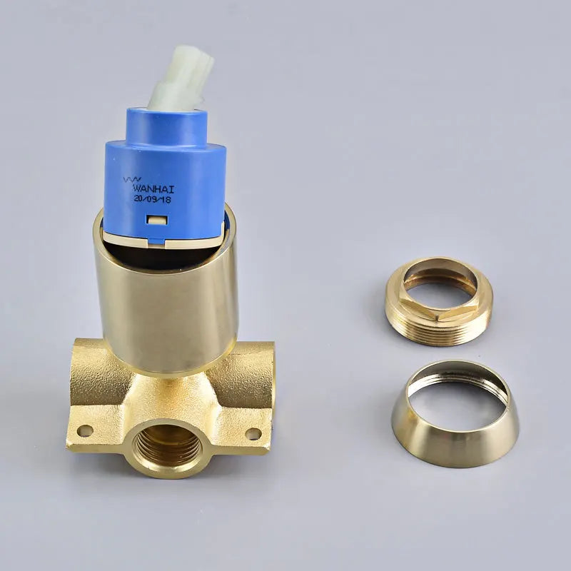 Afralia™ Brushed Gold Brass In-Wall Shower Mixer Set for Bath and Shower