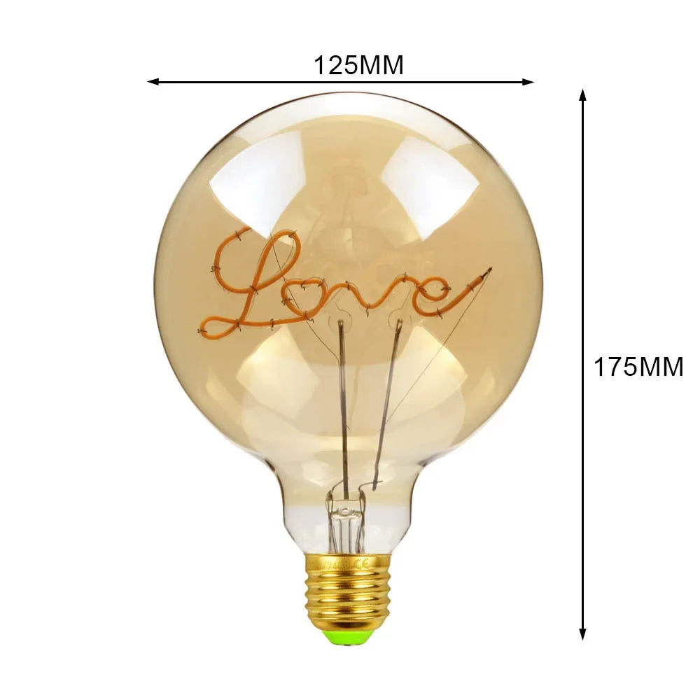 Afralia™ Vintage Retro LED Edison Bulb 4W Warm White E27 Creative Letters Lamp