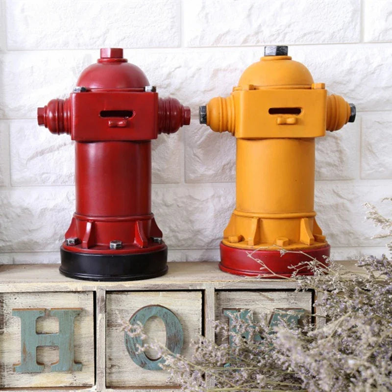 Afralia™ 24cm Fire Hydrant Piggy Bank & Fire Extinguisher Figurine Home Decor