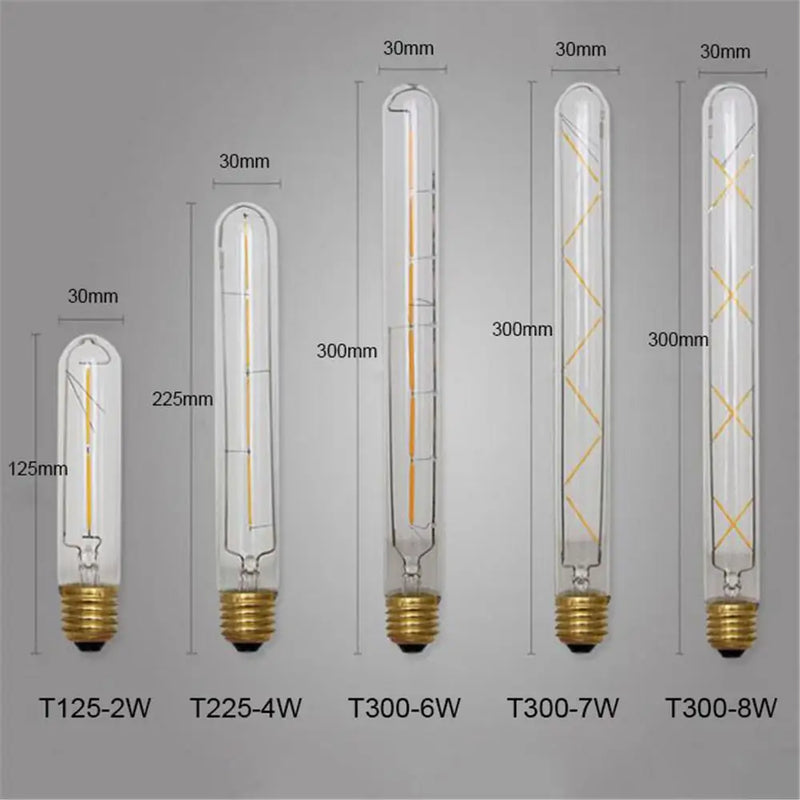 Afralia™ Vintage Filament LED Tubular Bulb in Various Wattages E27 Industrial Retro Light