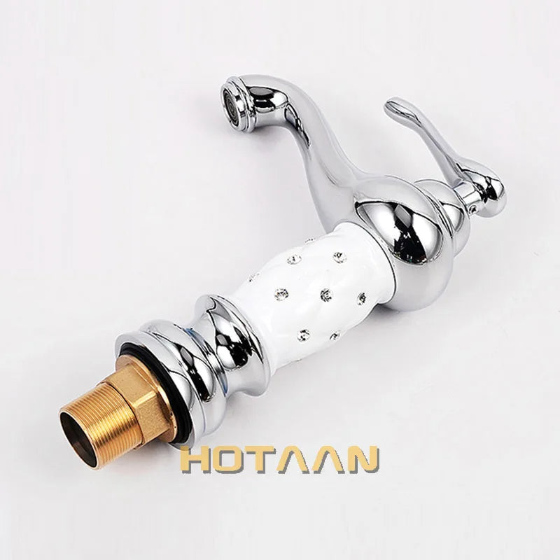 Afralia™ White Brass Basin Faucet Cold Hot Water Sink Tap Mixer