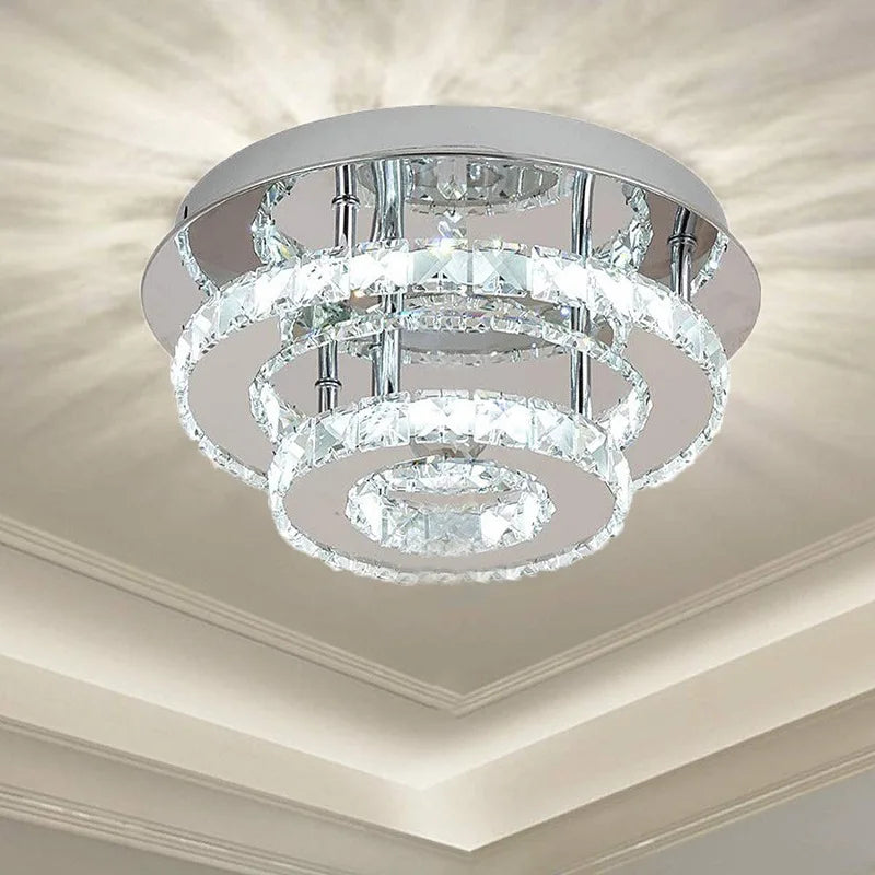 Afralia™ Stainless Steel LED Crystal Chandeliers: Elegant Lighting Fixture for Home Decor